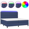 vidaXL Box Spring Bed with Mattress&LED Blue 200x200 cm Fabric
