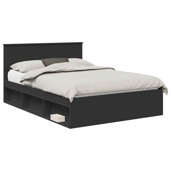 vidaXL Bed Frame with Headboard Black 160 x 200 cm Engineered wood