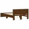 vidaXL Bed Frame with Headboard and LED Brown Oak 135x190 cm Double