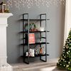 vidaXL 4-Tier Book Cabinet Black 80x30x140 cm Solid Pine Wood