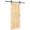 vidaXL Sliding Door Natural and Black 85 x 210 cm Solid Pine Wood
