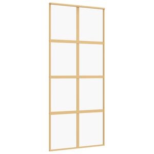 vidaXL Sliding Door Gold 90x205 cm Clear ESG Glass and Aluminium