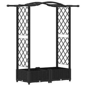 vidaXL Raised Bed with Trellis and Roof Black 124 x 40 x 123 cm PP