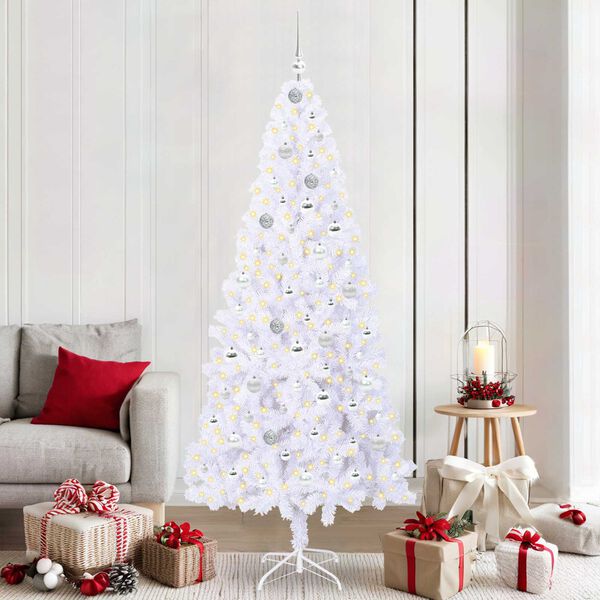vidaXL Artificial Christmas Tree with Stand White 210 cm PVC and Steel