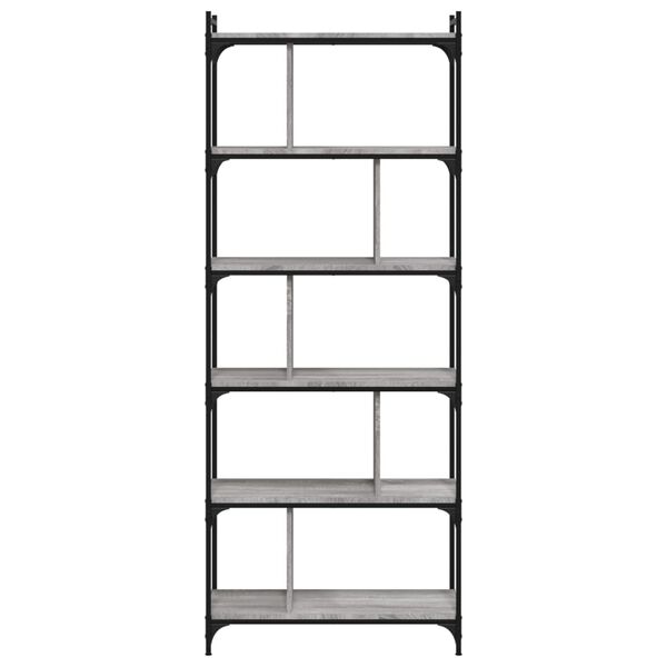 vidaXL Bookcase 6-Tier Grey Sonoma 76x32x192 cm Engineered Wood