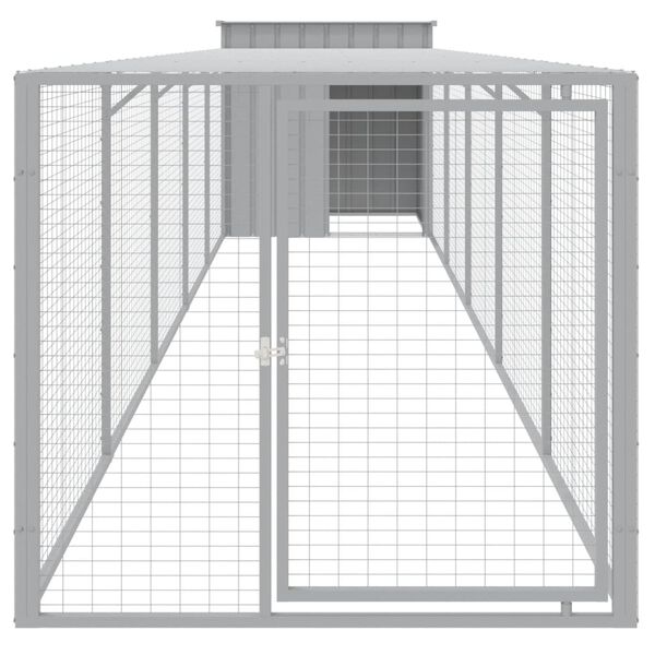 vidaXL Chicken Cage with Run Light Grey 110x609x110 cm Galvanised Steel