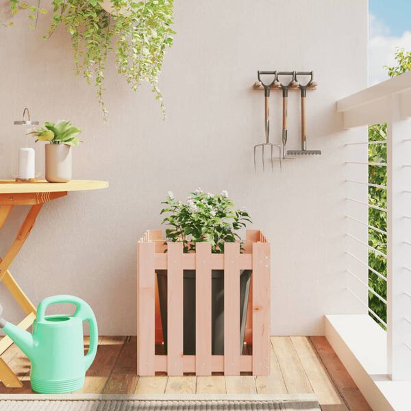 vidaXL Garden Planter with Fence Design 50x50x50 cm Solid Wood Douglas