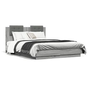 vidaXL Bed Frame without Mattress Grey Sonoma 135x190 cm Double