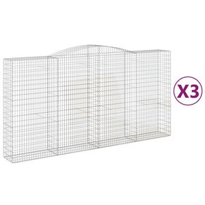 vidaXL Arched Gabion Baskets 3 pcs 400x50x200/220 cm Galvanised Iron
