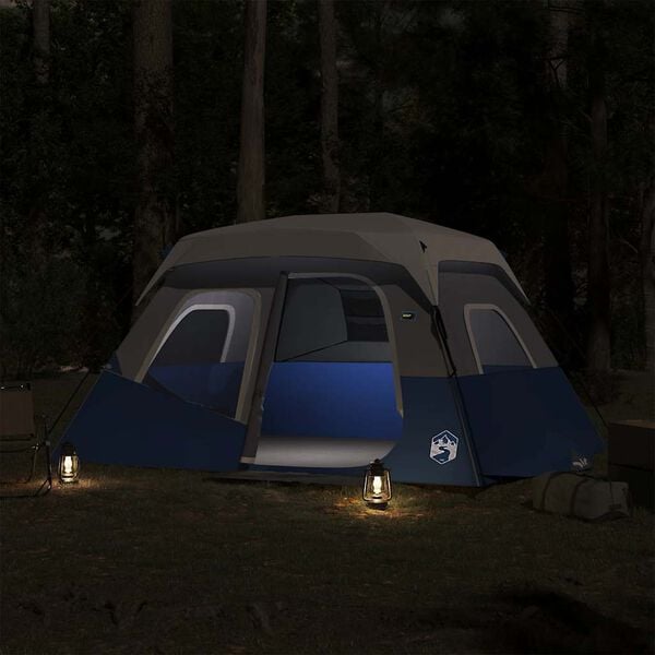 vidaXL Family Tent with LED 6-Person Light Blue Quick Release