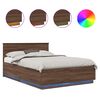 vidaXL Bed Frame with Headboard Brown Oak 150 x 200 cm Engineered Wood