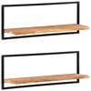 vidaXL Wall Shelves 2 pcs 100x24x35 cm Solid Wood Acacia and Steel