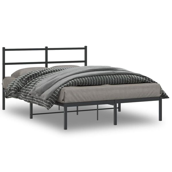 vidaXL Metal Bed Frame without Mattress with Headboard Black 140x190cm