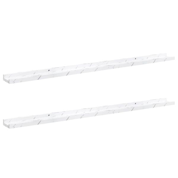 vidaXL Wall Shelf 2 pcs White Marble 115 x 9 x 3 cm Engineered Wood