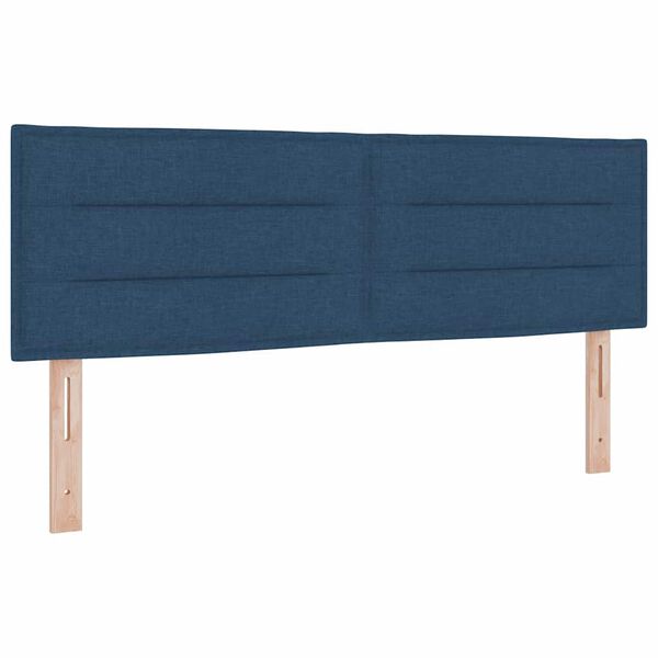 vidaXL LED Headboard with LED Strip Lights Manual Blue 144 cm Fabric
