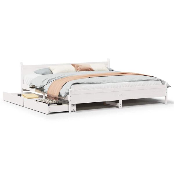 vidaXL Bed Frame without Mattress White 200x200 cm Solid Wood Pine