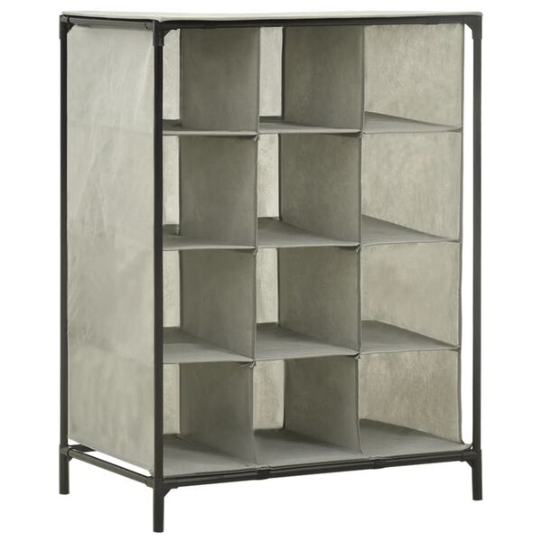 vidaXL Shoe Rack 55x36x76 cm Non-Woven Fabric and Steel Grey