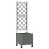 vidaXL Garden Planter with Trellis&Wheels Light Grey 40 x 40 x 149 cm