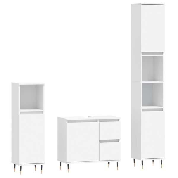 vidaXL 3 Piece Bathroom Furniture Set White Engineered Wood