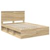 vidaXL Bed Frame with Headboard Sonoma 140 x 200 cm Solid Pine Wood