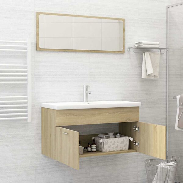 vidaXL 2 Piece Bathroom Furniture Set Sonoma Oak Engineered Wood