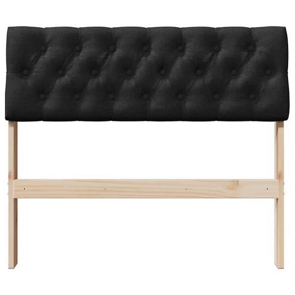 vidaXL Upholstered Headboard Black 90 cm Solid Pine Wood