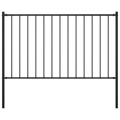 vidaXL Fence Panel with Posts Powder-coated Steel 1.7x1 m Black