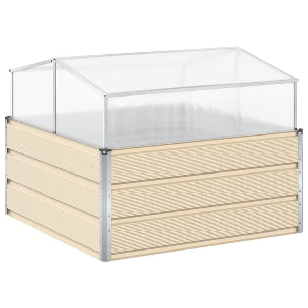 vidaXL Planter Ivory 100 x 100 x 77 cm Galvanised Steel