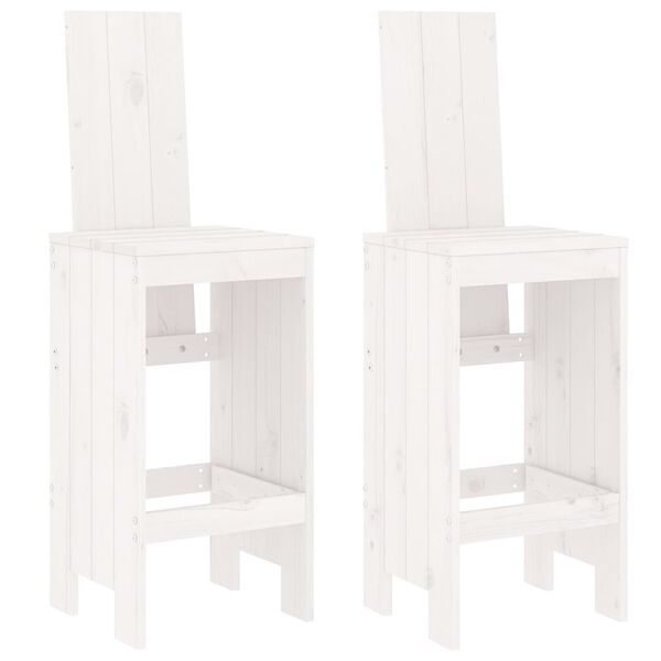 vidaXL 3 Piece Garden Bar Set White Solid Wood Pine