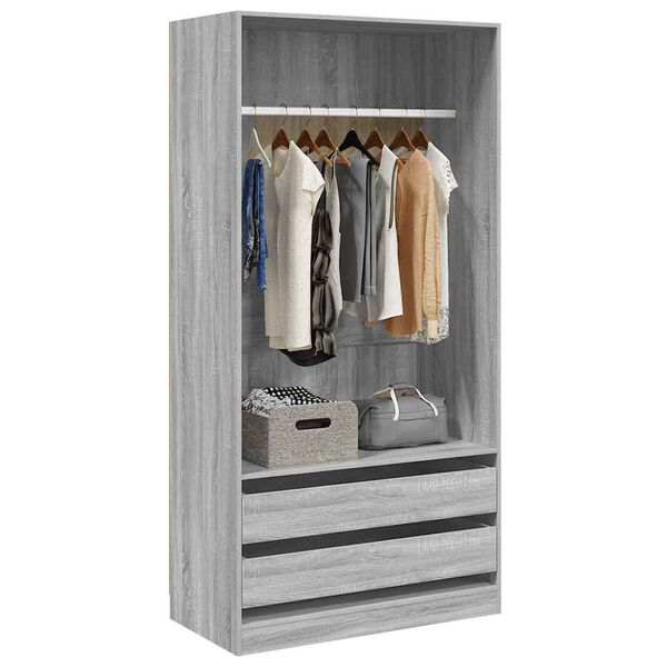 vidaXL Wardrobe Grey Sonoma 100x50x200 cm Engineered Wood