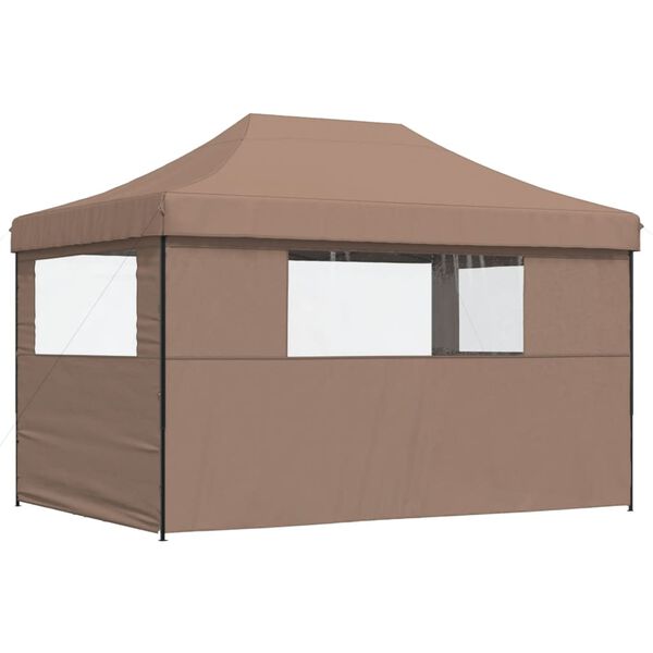 vidaXL Foldable Party Tent Pop-Up with 3 Sidewalls Brown