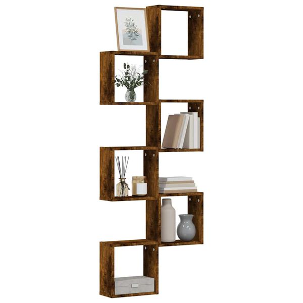 vidaXL Wall Cube Shelves 6 pcs Smoked Oak 30x15x30 cm