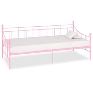 vidaXL Day Bed Frame | Pink | Metal, Plywood, and Plastic | 90 x 200 cm