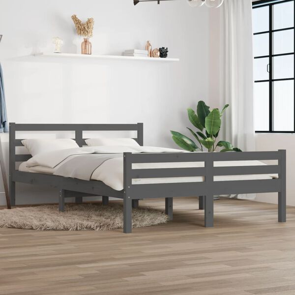 vidaXL Bed Frame without Mattress Grey Solid Wood 120x200 cm