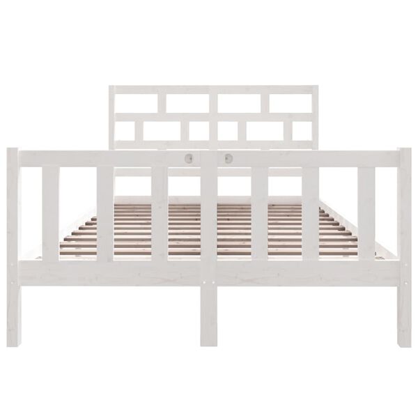 vidaXL Bed Frame without Mattress White Solid Wood Pine Double