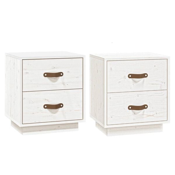 vidaXL Bedside Cabinets 2 pcs White 40x34x45 cm Solid Wood Pine