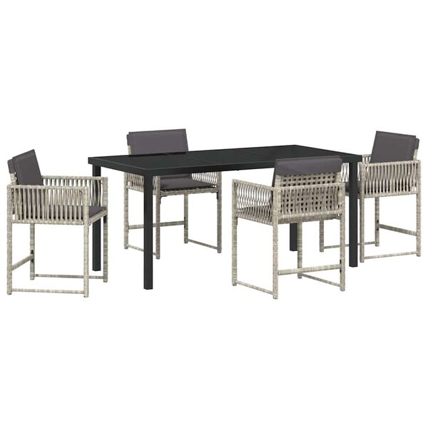 vidaXL Garden Dining Set 5 pcs Light Grey Poly Rattan
