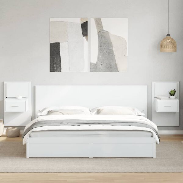 vidaXL Bed Headboard with Cabinets White 200 cm Engineered Wood
