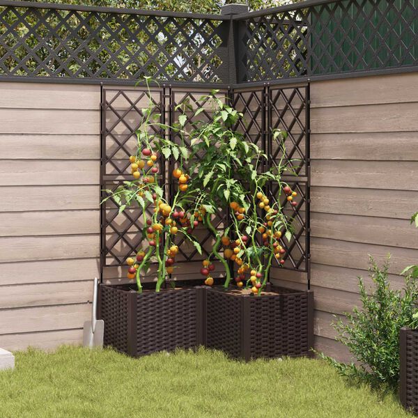 vidaXL Garden Planter 3 pcs Brown 80 x 80 x 143 cm Plastic
