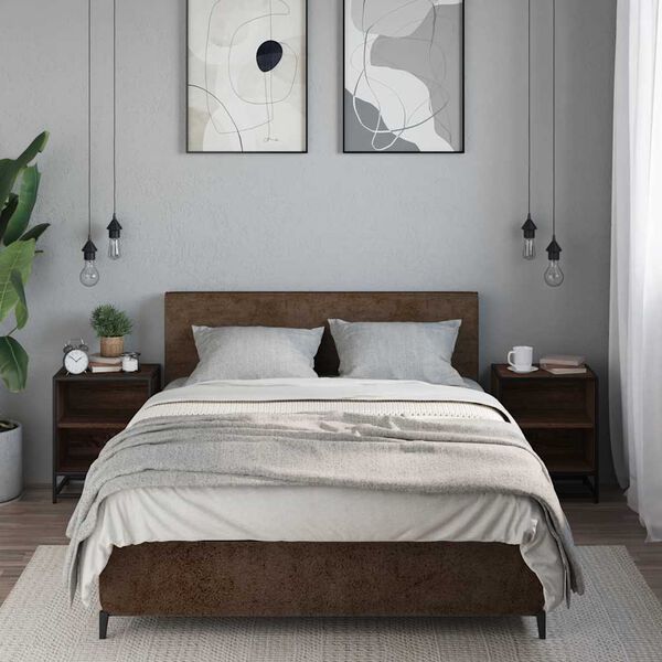 vidaXL Bedside Cabinets 2 pcs Brown Oak 40x31x50 cm Engineered Wood and Metal