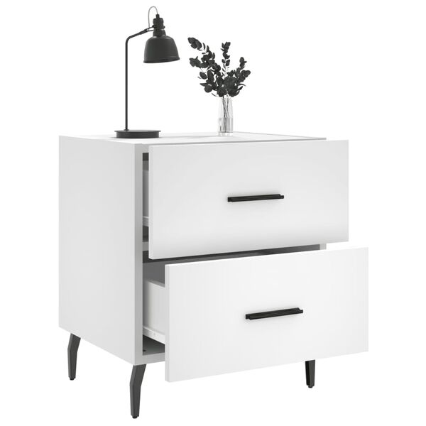 vidaXL Bedside Cabinet White 40x35x47.5 cm Engineered Wood