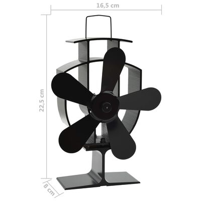 vidaXL Heat Powered Stove Fan 5 Blades Black