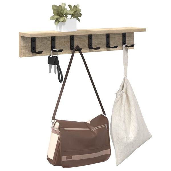 vidaXL Wall-Mounted Coat Rack Sonoma Oak 60 x 10.5 x 10.5 cm
