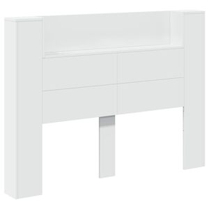 vidaXL Headboard Cabinet with LED White Engineered Wood