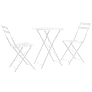 vidaXL 3 Piece Bistro Set Steel White