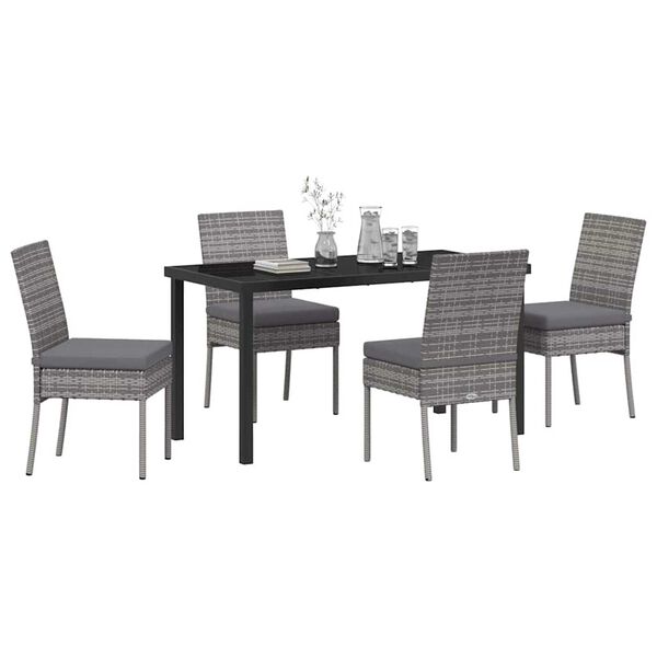 vidaXL Garden Dining Set 5 pcs Grey Powder-Coated Steel