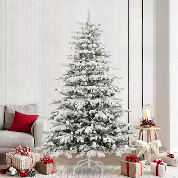 vidaXL Artificial Hinged Christmas Tree White 240 cm PE and PVC