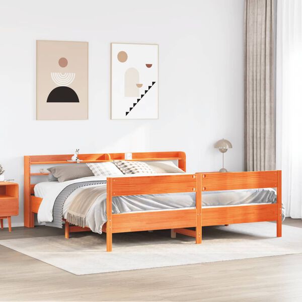vidaXL Bed Frame without Mattress Wax Brown 200x200 cm Solid Wood Pine
