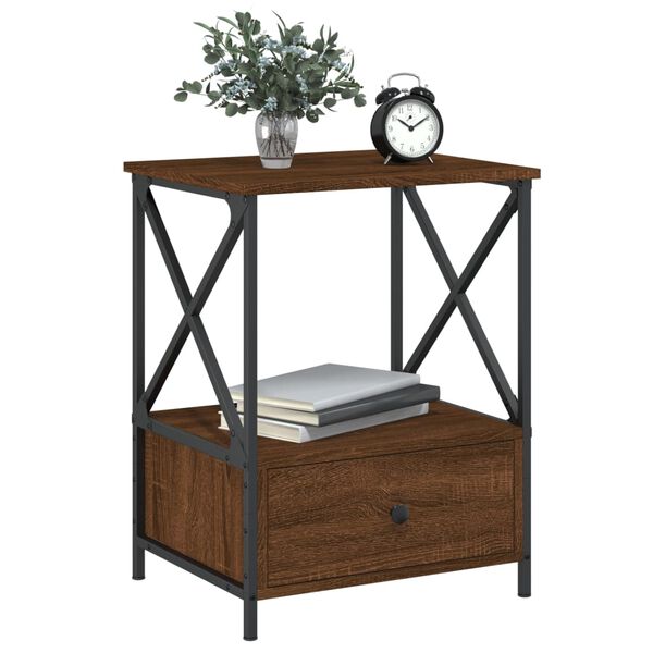 vidaXL Bedside Table Brown Oak 50x41x65 cm Engineered Wood