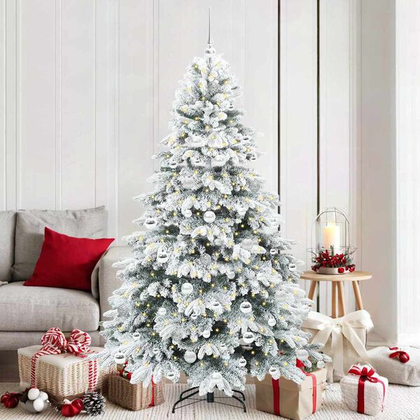 vidaXL Artificial Christmas Tree with 300 LEDs White 180 cm PE and PVC